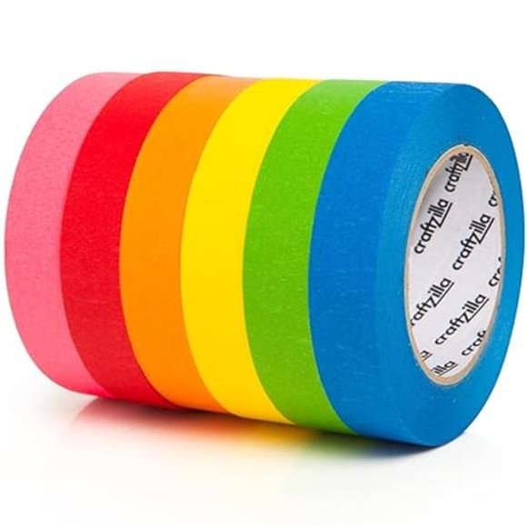 Colored Masking Tape –6 Color Masking Tape Rolls –990 Feet x1 Inch Painters Tape - Picture 8 of 8